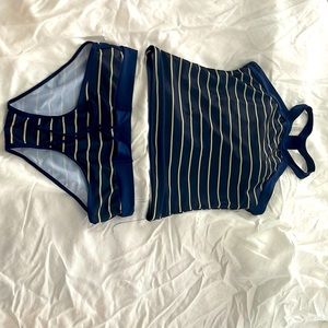 Navy blue and gold tankini size M.